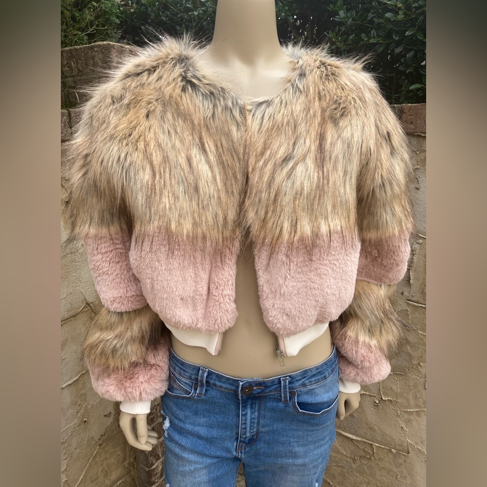 Women’s Faux Fur Bomber Jacket Shaci Melbourne Medium